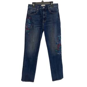 Sundance Driftwood Stella Flashflower Jeans Floral Straight Dark Blue 27